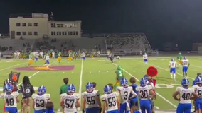 VIDEO: Ref grabs high school football player's facemask, causing helmet to come off; UIL 'looking into' it