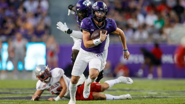 Nowell's TD on blocked punt sparks TCU to 41-6 romp over Nicholls
