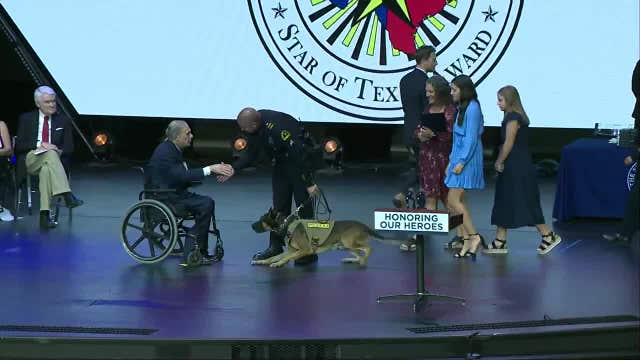 Gov. Abbott honors Dallas officer, K-9 with Star of Texas Award