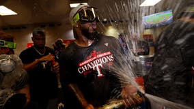 Texas Rangers celebrate advancing to the World Series for the first time since 2011