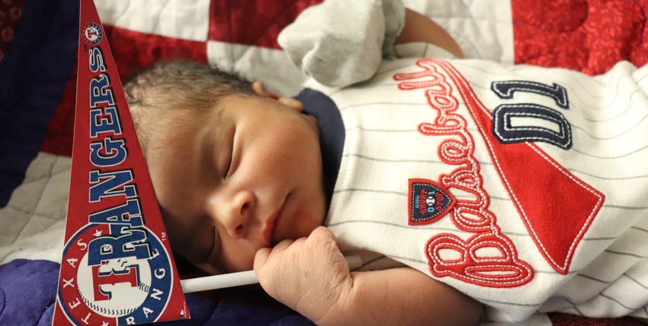 PHOTOS: North Texas NICU babies show support for Texas Rangers