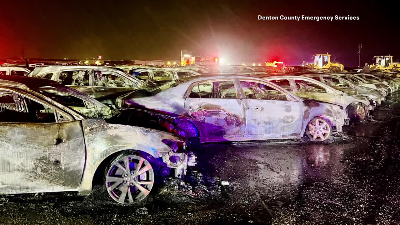 58 cars involved in fire at Denton County automobile auction facility