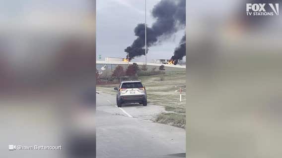 18-wheeler catches fire on I-35E in Lewisville