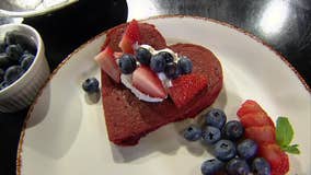 Red velvet pancake recipe for Valentine's Day