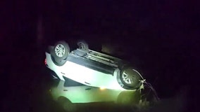 Denton police rescue driver trapped upside in creek after crash