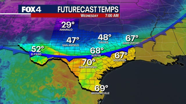 Dallas weather: Temperatures plunge on Wednesday