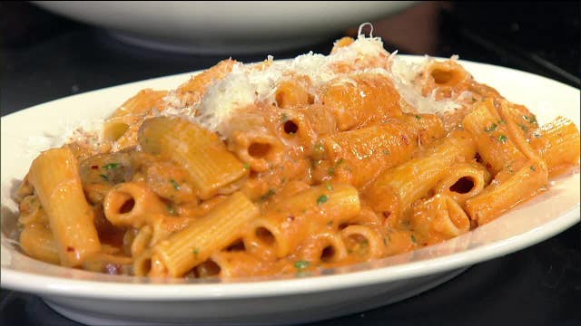 Chef Tim Love's rigatoni alla vodka with rabbit and rattlesnake sausage