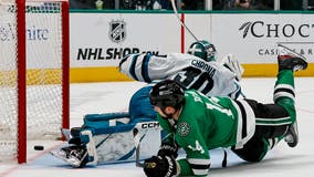 Benn scores shootout winner as Stars edge Sharks 3-2