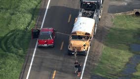 Child hurt after Maserati crashes with school bus in Ellis County