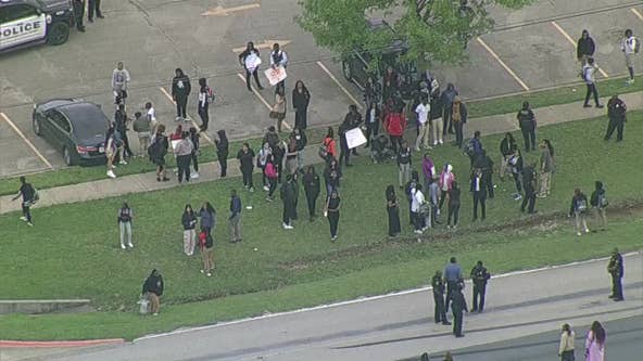 Wilmer-Hutchins High School students walk out of class on first day after shooting