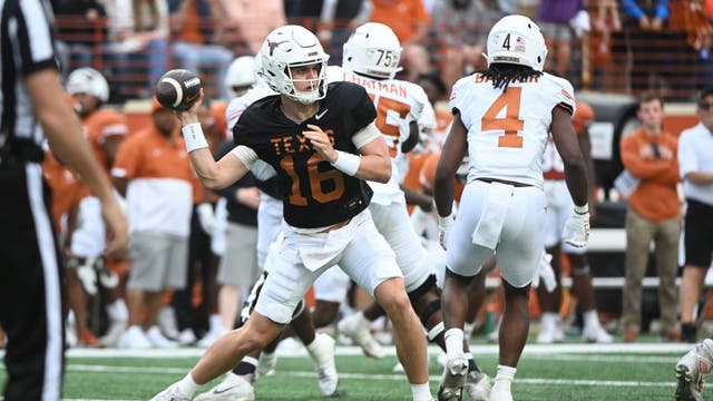 Arch Manning throws pair of 75-yard touchdown passes as he puts on show at Texas' spring game