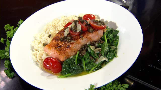 Garlic caper salmon recipe from Half Shells