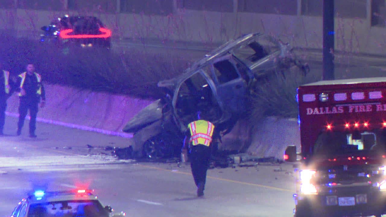 SUV catches fire after North Central Expressway crash in Dallas