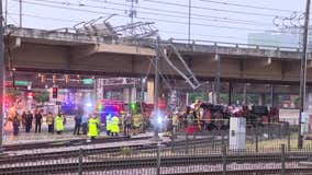 4 Dallas firefighters injured after engine hydroplanes, falls off bridge