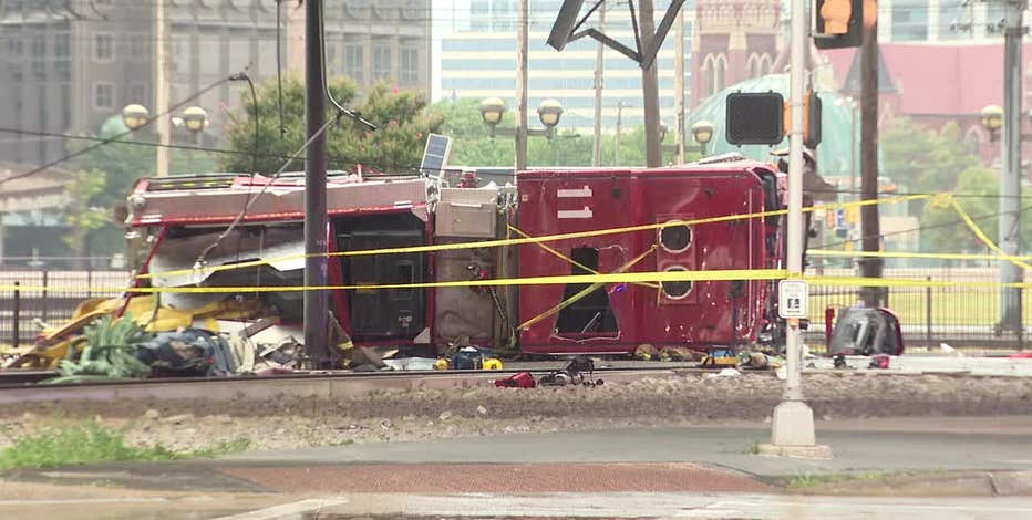 Fire engine crash damages DART tracks, affects service in Downtown Dallas