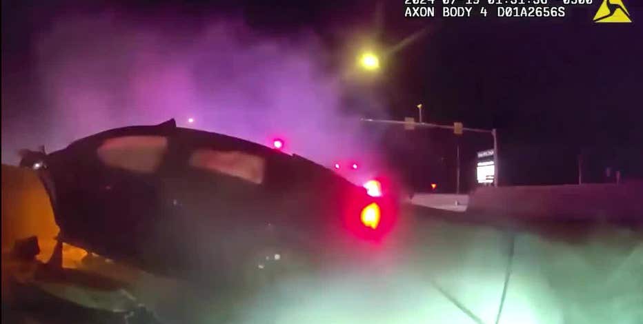 VIDEO: The Colony police pull driver out of burning car