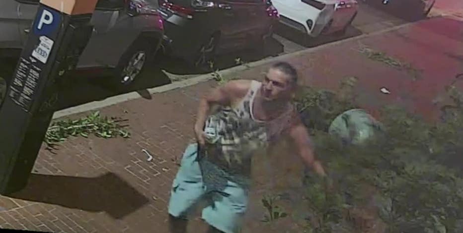 Fort Worth police searching for man who trashed landscaping, flower pots in downtown