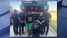 Mom reunites with Aubrey firefighters who helped deliver her premature baby