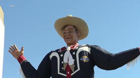 Big Tex put into place at State Fair of Texas in Fair Park