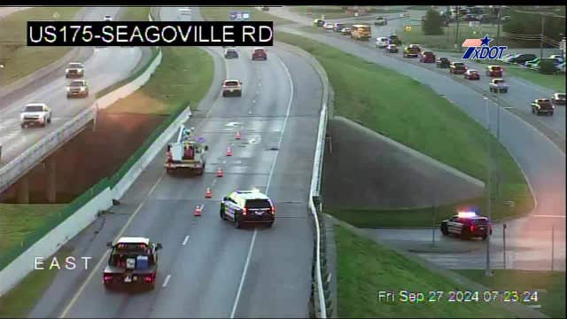 Seagoville pothole drops debris from overpass to road below