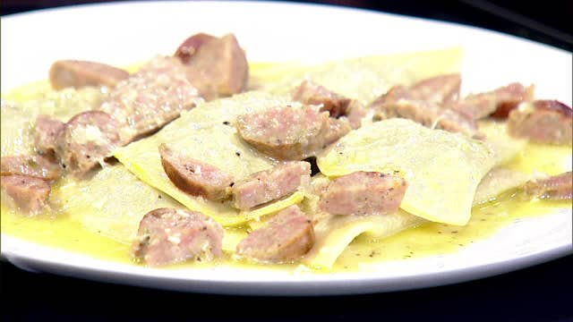 Jalapeño-Pistachio Pesto Ravioli with Rabbit-Rattlesnake Sausage Recipe