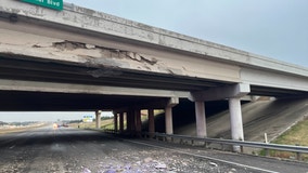 I-635 westbound in Irving crash: Lanes reopen after 18-wheeler hits overpass