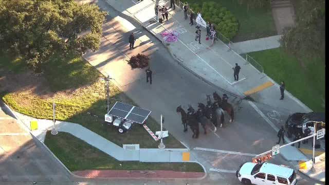 12 Pro-Palestine protesters arrested after blocking Dallas road, planting olive tree