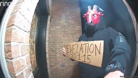 North Texas family says unknown person in satanic mask with religious sign rang doorbell