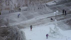 Pipe burst turns Frisco church parking lot into ice rink
