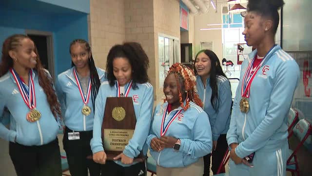 Dallas ISD's Carter High School girls' swim team celebrates historic victory