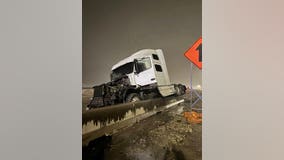 I-35E shut down in Carrollton after 18-wheeler crash, fuel spill