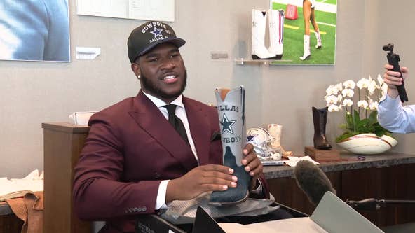 Dallas Cowboys draft pick Tyler Booker given Lucchese boots at The Star