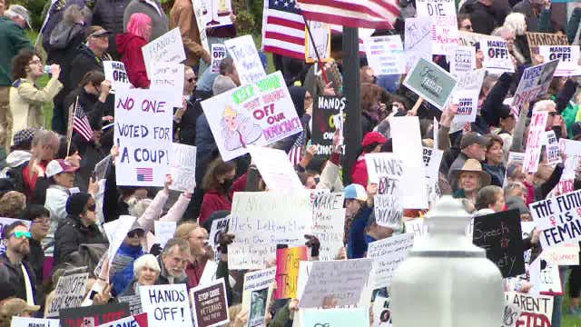 Protesters gather in Downtown Dallas for 'Hands Off!' rally