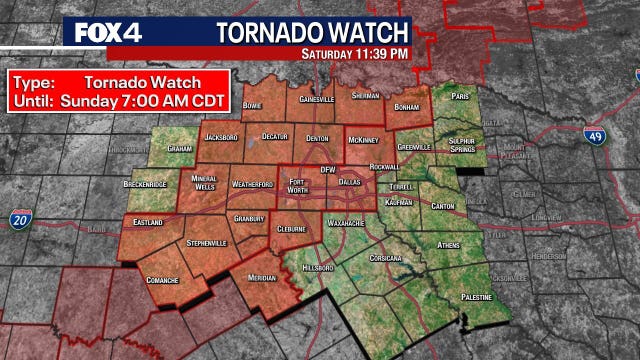 Dallas weather: North Texas under Tornado Watch overnight
