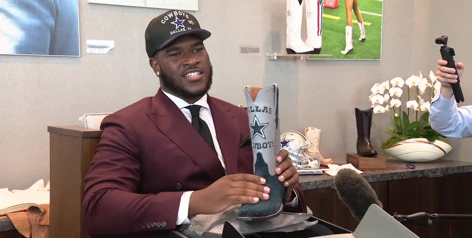 Dallas Cowboys draft pick Tyler Booker given Lucchese boots at The Star