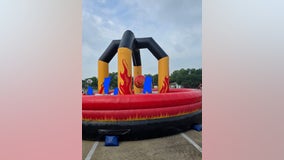 Mesquite elementary school bounce house lifted by wind, students injured