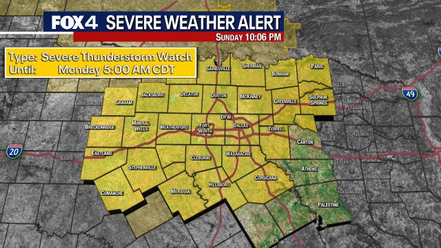LIVE Dallas Weather: Severe Thunderstorm Watch in place as storms could bring strong winds, hail