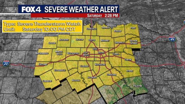Dallas weather: Severe Thunderstorm Watch in effect; hail, strong winds possible