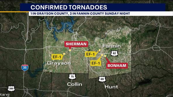 3 EF-1 tornadoes hit North Texas on Sunday, officials say