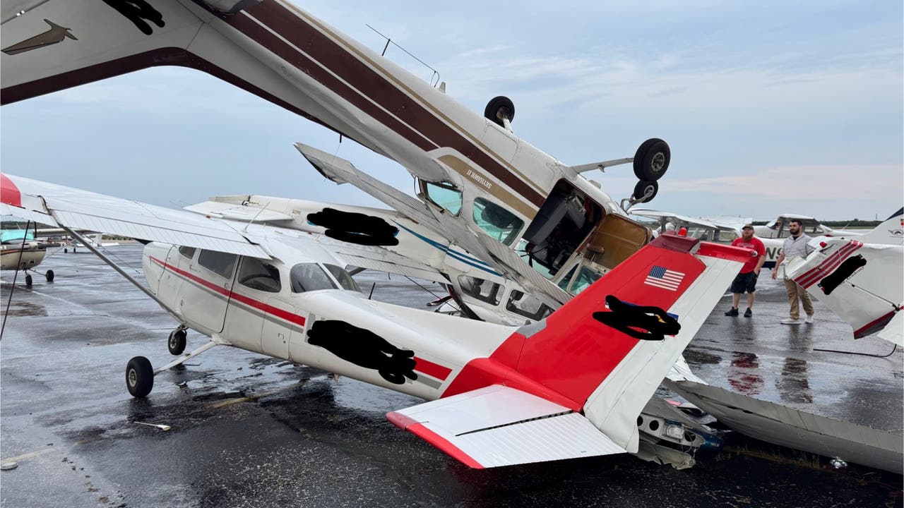 Severe Storms Damage Aircraft, Hangars in Denton Texas, Knoxville Tennessee