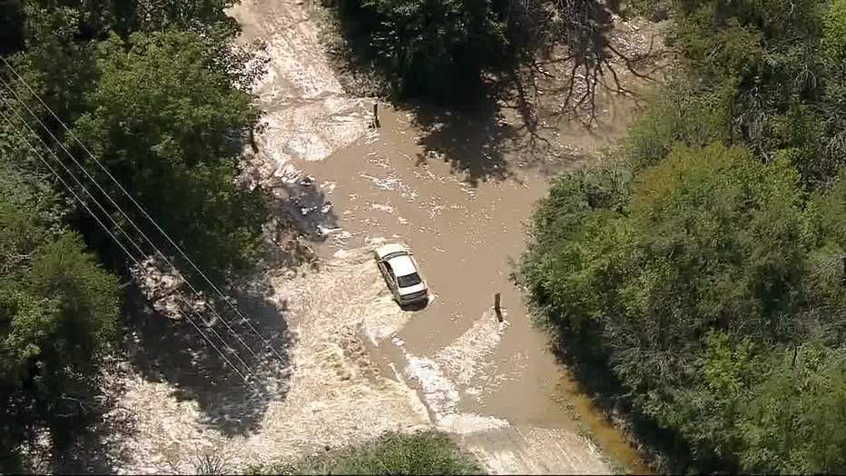 Driver rescued from high water in Ponder | FOX 4 Dallas-Fort Worth