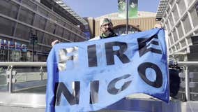 Dallas Mavericks fans outside AAC celebrate firing of GM Nico Harrison