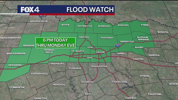 Dallas weather: Flood Watch issued for areas north of I-20