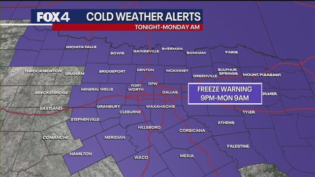 Dallas weather: Freeze warning in effect for North Texas starting Sunday night