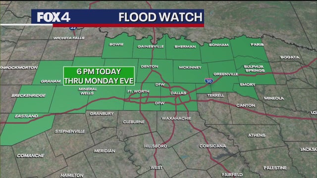 Dallas weather: Flood Watch issued for areas north of I-20