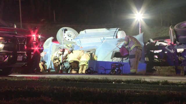 I-45 Crash: Truck driver trapped for more than 3 hours after rollover