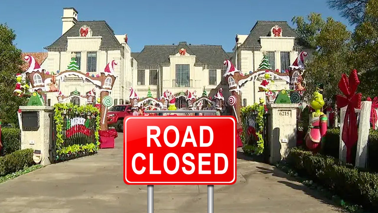 Dallas neighbors use permits to block traffic near viral holiday mansion display