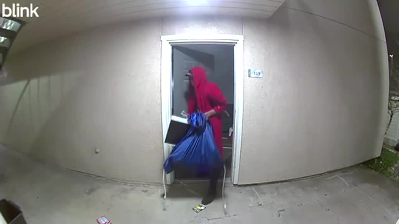 Video shows burglar in red robe stealing all of Dallas man’s belongings