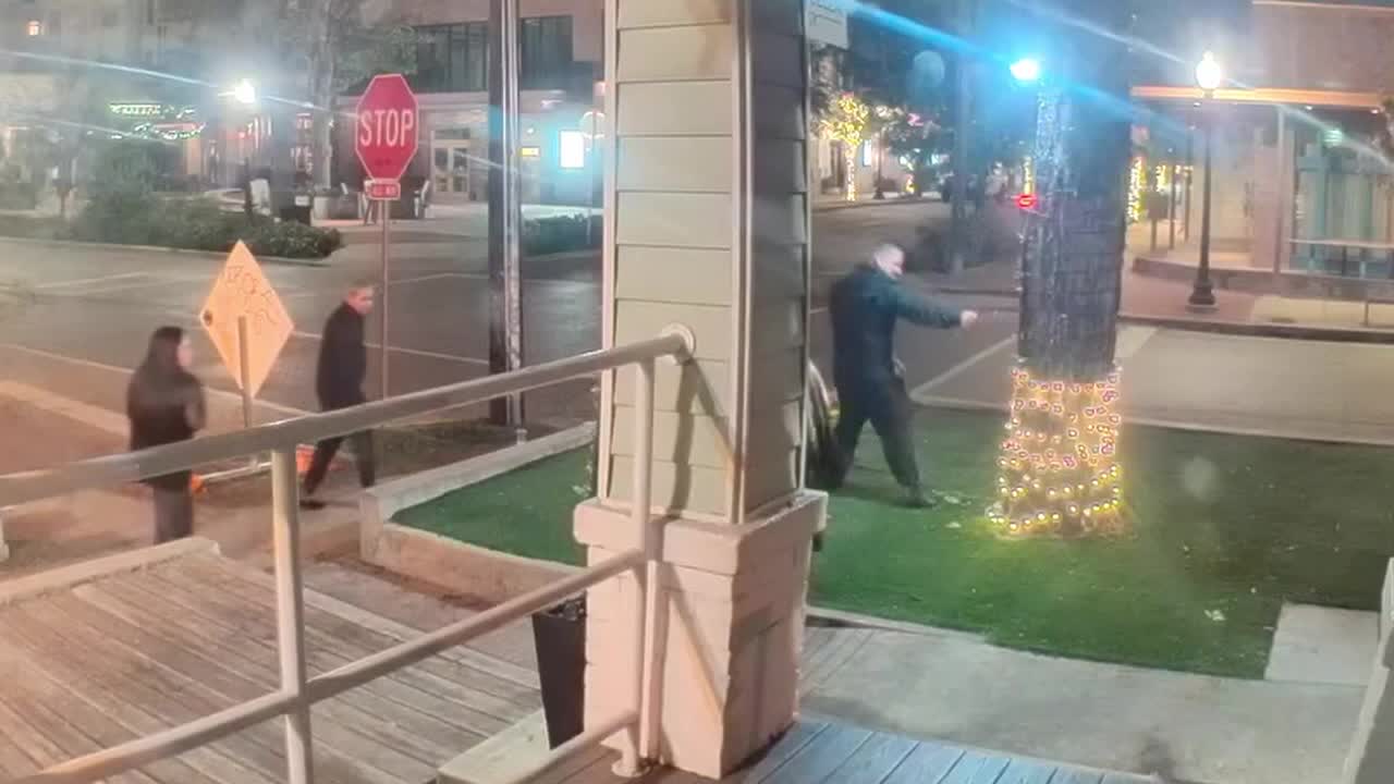 Watch: Man rips Christmas lights off tree outside Dallas business