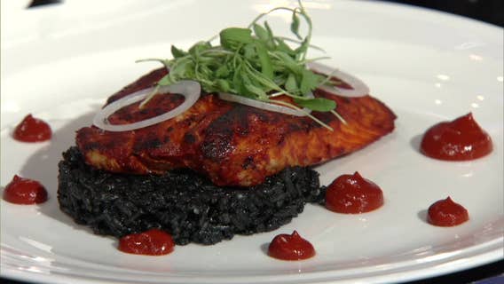 Red snapper a la talla with black rice recipe from The Mexican